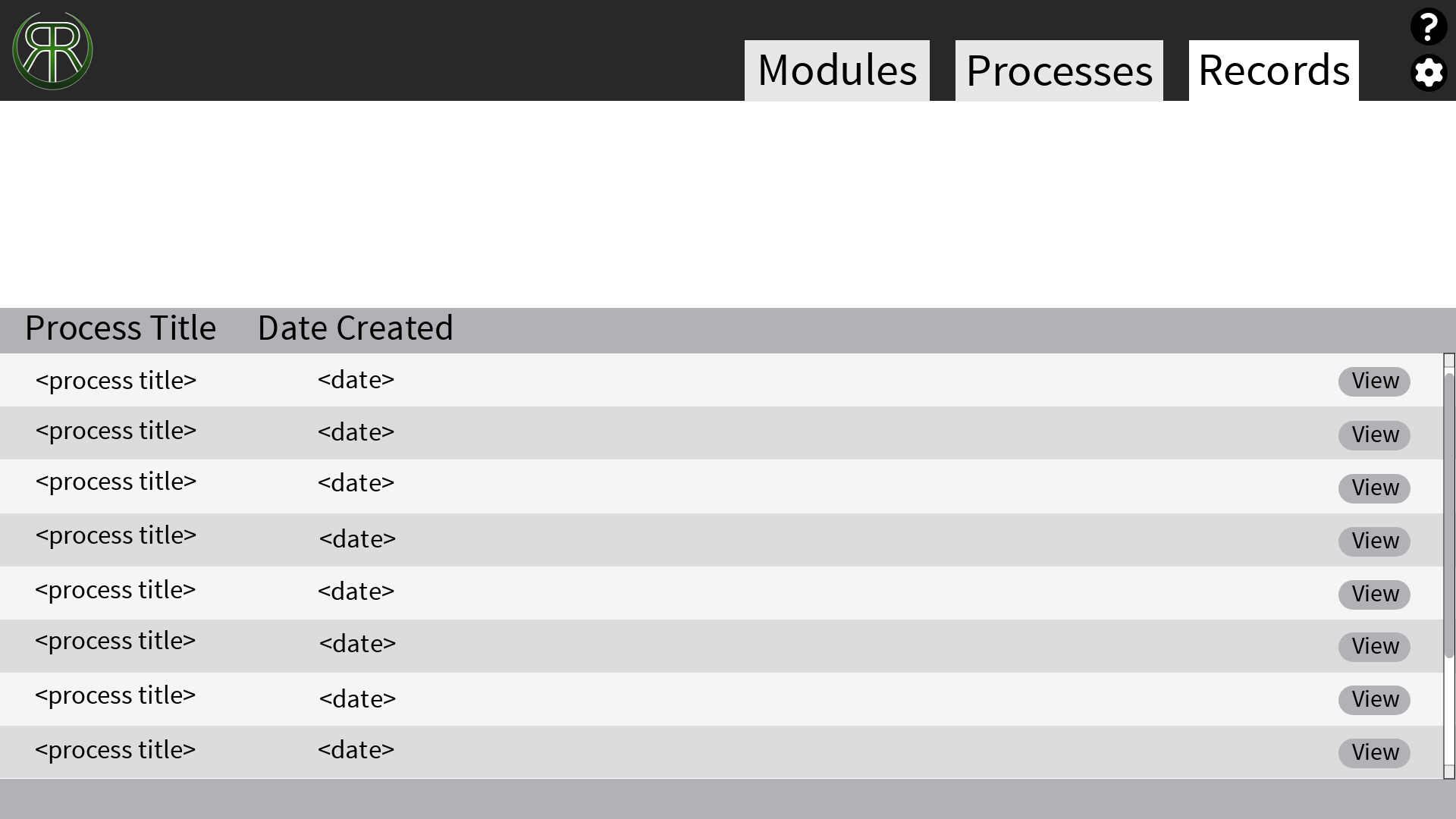 Overwatch Rest Reader Wireframe for the Records Page
