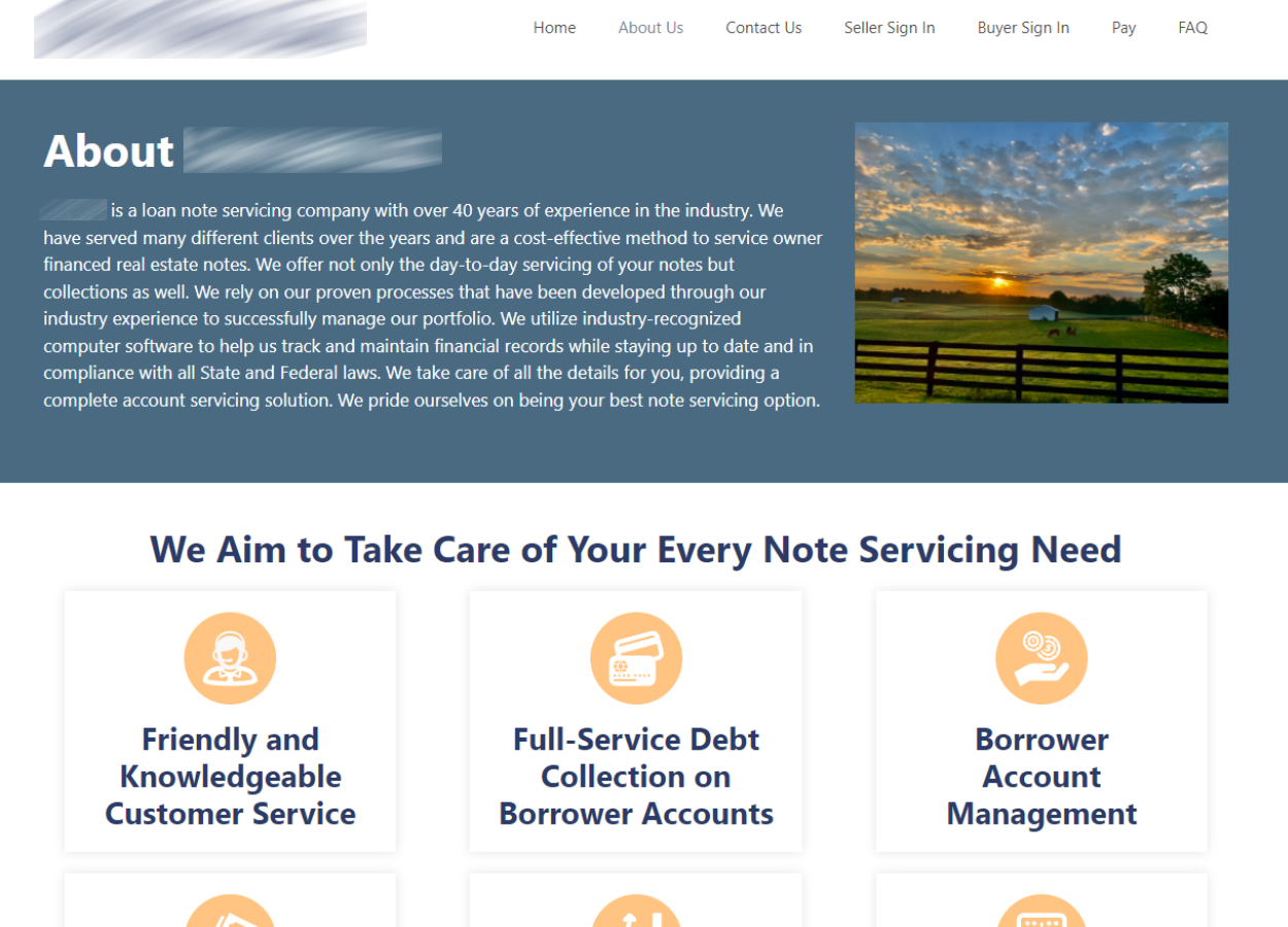 Deployed Note Servicing Website